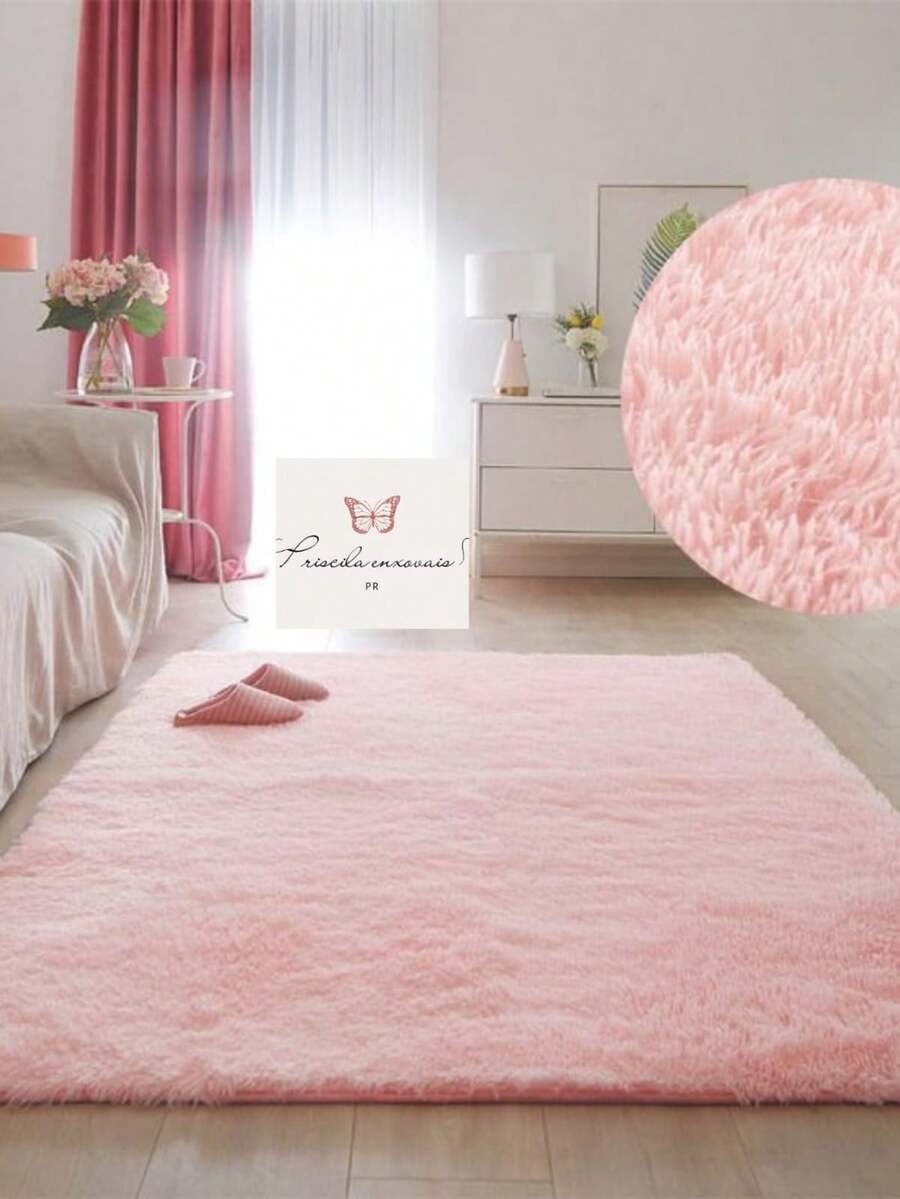 Shaggy Living Room Rug Measuring 3 Meters Long By 2 Meters Wide - Baby Pink - View 1