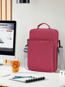 13-Inch Polyester Merlot IPad Sleeve, Solid Color Compatible With Ipad Tablet, Lightweight Portable Shoulder Messenger Bag, Large Capacity For Travel, Office, Commuting, Shockproof
