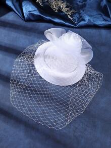 1 件优雅女士网纱迷人发夹，新娘婚礼装饰头饰秋季女士服装