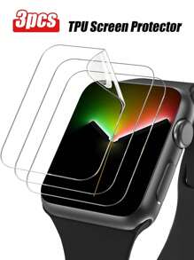 3pcs TPU Screen Protector Film, Soft Protective Film, Compatible With All Watch Cases, 24-Hour Self-Healing, Anti-Scratch, Water-Resistant, Anti-Fingerprint, Anti-Drop, Suitable For Series 1-10, SE, Ultra Full-Curved TPU Screen Protector Gift For Birthday, Family, Friends Watch Screen Protector, Watch Cover, Watch Accessories