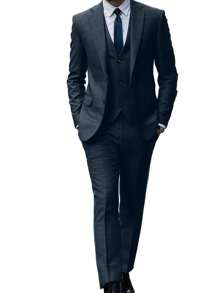 Traje de 3 piezas de hombre Furuyal: Blazer, chaleco y pantalones, corte slim, estampado a cuadros, para fiestas, bodas, negocios y ocasiones formales, tallas XS-3XL, color gris oscuro
