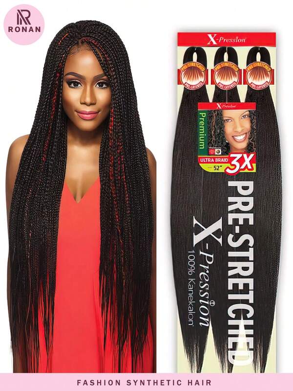 3 peças de cabelo trançado pré-esticado de 26 polegadas - Trança lisa resistente ao fogo, extensões de cabelo de crochê sintético para homens e mulheres, todas as etnias