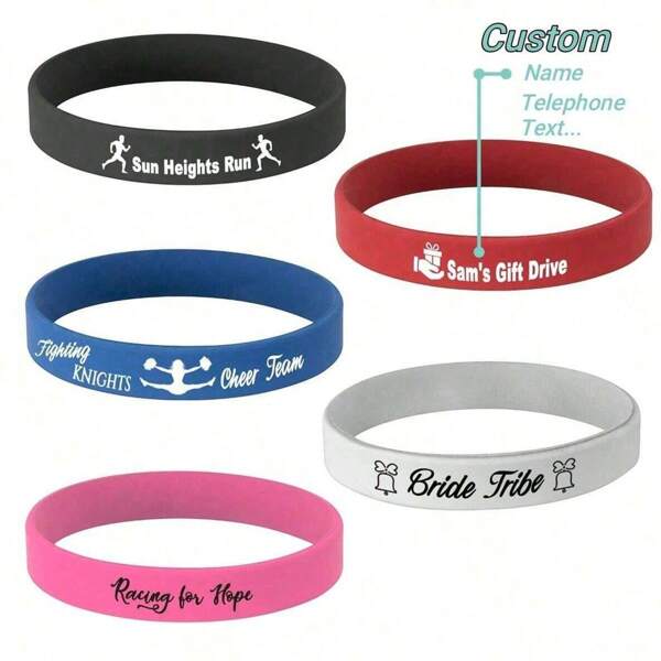Customizable Silicone Wristbands - Available In Multiple Colors And Styles, Suitable For Fashion Decoration, Gift-Giving, And Elderly Anti-Lost Contact Bracelets, School Supplies, For Teacher Gifts, For University, For Colleague, For Dorm Rooms, For Teacher, For Boys And Girls, For Teenagers, Junior High School Students, Middle School Students, High School Senior High School Students, College Students, University Students, Freshman, Sophomore, Underclassmen