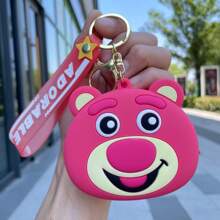 1pc Disney Cartoon Winnie The Pooh Coin Purse Keychain, Cute Pendant Bag Charm, Earphone Cable Organizer, Small Gift, School Supplies,Back To School
