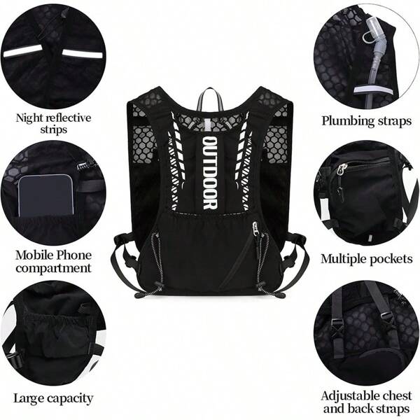 Running Vest For Men Women Lightweight Reflective Running Backpack Hydration Vest Backpack Camel Water Backpack(Only Backpack Without Bladder) For Marathons Trail Running Cycling Hiking(Without Bladder)