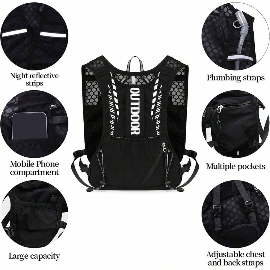 Running Vest For Men Women Lightweight Reflective Running Backpack Hydration Vest Backpack Camel Water Backpack(Only Backpack Without Bladder) For Marathons Trail Running Cycling Hiking(Without Bladder)
