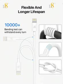 D8 Mfi 认证 Lightning 线缆，(3.3 英尺) TPE USB A 转 Lightning] 充电器线缆，USB 2.0 Lightning 充电器线缆，2.4A 快速充电，兼容 14 Pro/13 Mini/13/12/11 Pro MAX/XR/XS/8/7/Plus/6S/SE/iPad