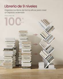 Librería en Forma de Árbol, Librería de 9 Niveles, Ahorro de Espacio, Librería Vertical, para Dormitorio, Sala de Estar, Estudio, Oficina, Blanco Nube - Blanco - Ver 2