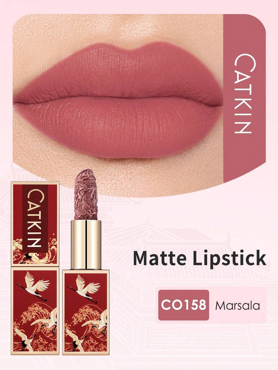 CATKIN Rouge Matte唇膏，防水持久缎光柔滑 CO158 玛萨拉红