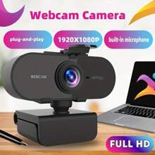 Cámara web HD de 1080P para computadora portátil de escritorio, mini cámara web USB con micrófonos, cubierta para cámara web