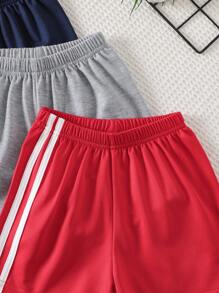 4PCS Sets Of Young Boys' Casual Sports Solid Color Shorts Suits, Comfortable And Simple College Style Jogging Shorts, Suitable For Summer Outdoor Vacation, Party, Cycling, Running, And Daily Wear