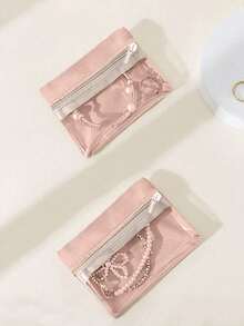 1/2/3/5/6pcs Portable Jewelry Box, Earrings, Earrings, Necklace, Jewelry Bag, Storage Bag, Ring Bracelet, Travel Jewelry Storage Bagholiday,Bags For Woman,Jewelry Box,Jewelry Organiser,Jewellery Box - Pink - View 4