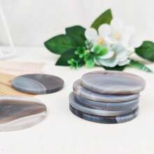 1 Pezzo Pietra Naturale Levigata a Fette Rotonde in Agata Grigia e Agata Muschiata a Forma Rotonda Come Ornamento da Ufficio, Regalo e Decorazione per la Casa