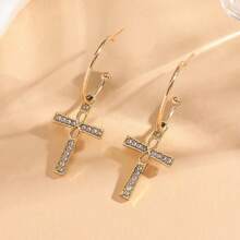 1 Pair Fashionable Women's Simple & Unique Cross Pendant Earrings, Versatile