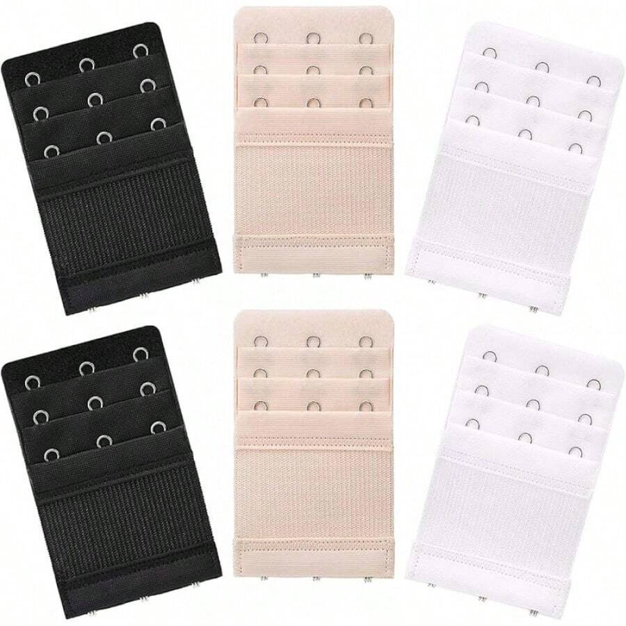 6 Pieces Women's Soft Comfortable Elastic Bra Extenders Bra Extension Strap 3 Hook 3 Row Lady's Bra Extender Bra Band Halloween Christmas New Year - Multicolor - View 1