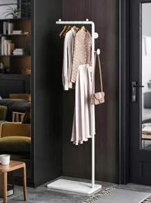 1pc Nordic Style Modern Clothes Rack, Lightweight Luxury Floor-Standing Garment Hanger For Balcony, Living Room, Bedroom, White