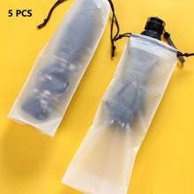 5pcs Waterproof Drawstring Umbrella Bags, Half-Transparent Portable Storage Bags, Wet Umbrella Moisture-Proof And Visible Bags, Travel Outdoor Anti-Drip Essentials