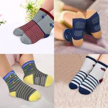 ELUTONG Toddler Socks, Dinosaur, Car Pattern Mid-Calf Socks, Indoor And Outdoor Anti-Slip Socks, Suitable For Boys And Girls Aged 1-3/3-5/5-7 ,12 Pairs - #1 火箭和恐龍(12 對) - 查看 4