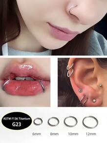 1 pieza Anillo de titanio de aleación F136 de 16G para la nariz, aro de cartílago de la oreja, tragus, aretes de aro del septo nasal G23 Joyería de perforación de titanio