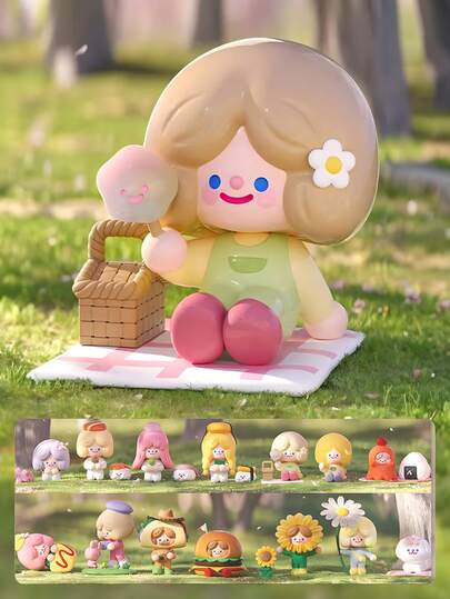 1pc Random Anime Character Model Figurine, PVC & ABS Material, Cute Spring Picnic Style Decor, Lovely Gift For Friends And Family To Place On Bedside Table For Comfortable Sleep Environment