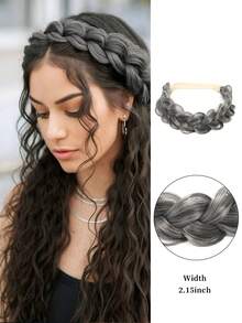 1件装黑色、金色、棕色、深棕色手工编织假发辫子发带，适合女性和女孩，合成辫子接发，弹性发带配有可调节腰带，编织发带，适合日常佩戴、派对和特殊场合。