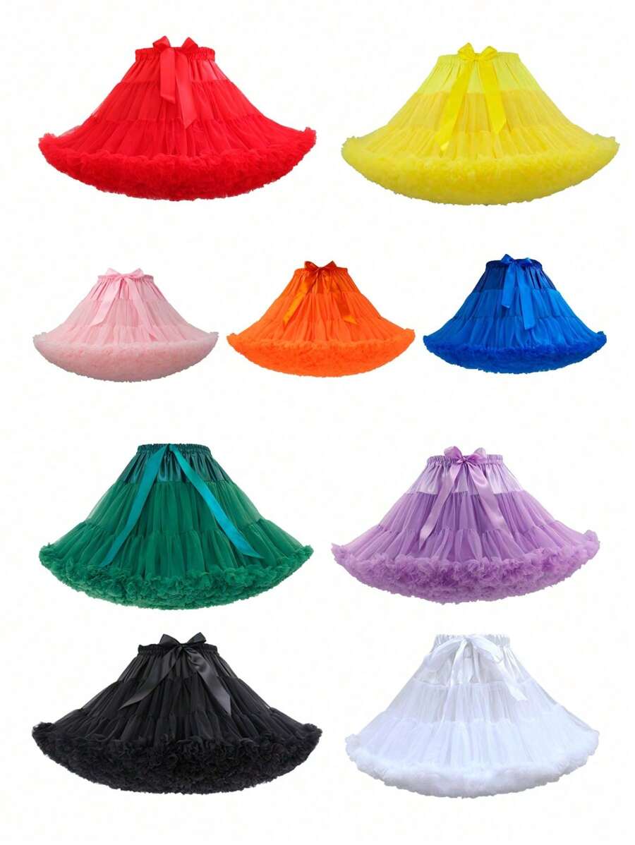 Nuevo vestido con enagua de tul corto para niñas, falda de enagua tipo tutú tipo magdalena Lolita de multicolor