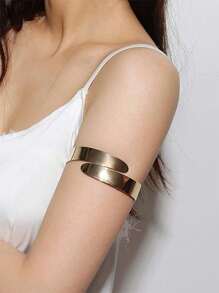 6 Pieces Arm Cuff Upper Arm Band Cuff Bracelet Bangle For Women Silver Gold Adjustable Armband Set