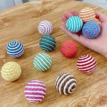 猫用剑麻球，耐用可编织自娱宠物玩具，颜色随机，适合所有品种尺寸，无需电池 - 彩色 - 查看 2