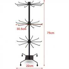 3 Tier Rotating Jewelry Tower Necklaces Hanger Stand Jewelry Holder Keyring Display Rotating Stand Rack For Organize Jewelry Necklaces Earrings Black - Black - View 3