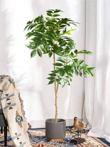 76/140cm Tropical Artificial Ficus Tree Fake Large Nandina Tree Branch Plastic Palm Tree Plastic Lacquer Plants ;Eaves Tall Green Banyan Plants For Home Garden Office Decor Without Pot