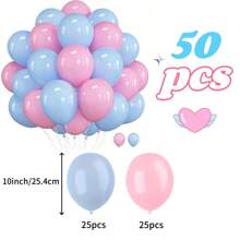 50 pezzi Palloncini in lattice rosa e blu da 10 pollici, adatti per gender reveal, anniversari, feste di compleanno, decorazioni per principesse, matrimoni, decorazioni per interni ed esterni