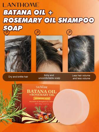 1 件 Batana 油 + 迷迭香油洗发皂 Batana 洗发水，含迷迭香提取物的 Batana 洗发水，防脱发、滋养和再生洗发水，适用于男女