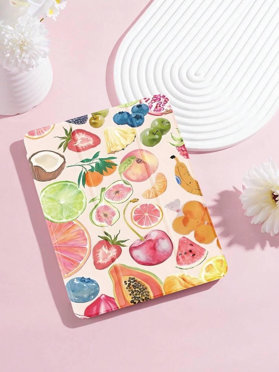 Summer Fruits Papaya Strawberry Cherry Pattern Tablet Protective Case,Compatible With IPad 9.7/10.2/10.5/10.9/12.9/Pro 11, 10th Gen,Compatible With Samsung Galaxy Tab S6 Lite 10.4 Inch,Compatible With Kindle Paperwhite 12th Gen 2024,Kindle (11th Generation) 2022 Release,Soft Anti-Fall Protection,Smart Stand/Automatic Wake Up/Sleep