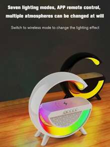 Lampe RVB colorée, commande par application, lampe de chevet de nuit avec chargement sans fil pour téléphone portable, enceinte créative, lampe de nuit de chevet de chambre à coucher intelligente et colorée, chargeur sans fil pour téléphone portable et montre, enceinte musicale, lampe de décoration de bureau