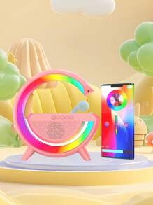 Lampe RVB colorée, commande par application, lampe de chevet de nuit avec chargement sans fil pour téléphone portable, enceinte créative, lampe de nuit de chevet de chambre à coucher intelligente et colorée, chargeur sans fil pour téléphone portable et montre, enceinte musicale, lampe de décoration de bureau