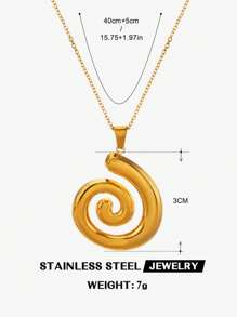 Colar com pingente espiral estilo boêmio de aço inoxidável, 1 peça, para o verão, design elegante para mulheres, uso diário, namoro, férias