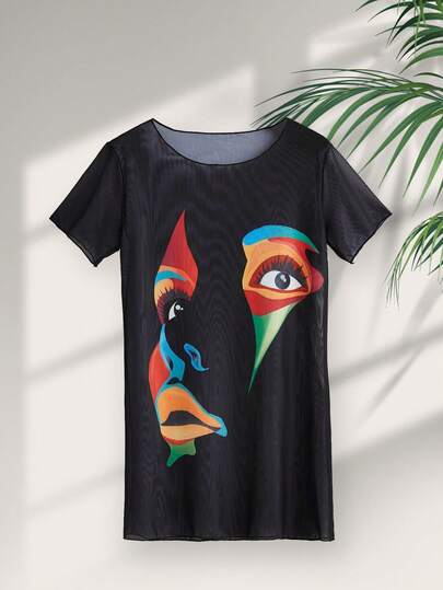 1 pieza Vestido informal de punto suelto para mujer como cubierta de traje de baño para playa, vacaciones, deportes diarios y actividad física en verano