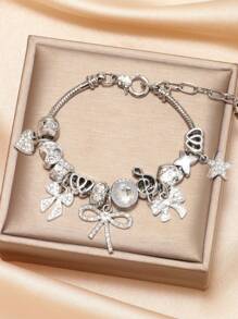 1pc Women's European & American Style Beaded Adjustable Bowknot Bracelet, Women Jewelry Bracelet