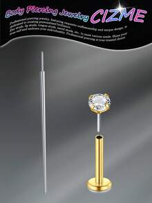 CIZME 2PCS 16G/18G/20G Threadless Push In Nose Studs Stainless Steel Labret Piercing Jewelry For Tragus Monroe Lip Helix Cartilage Earrings Studs For Women Men, Threadless Nose Studs CZ Nose Rings For Women Stainless Steel Labret Studs Lip Rings Push In Flat Back Stud Earrings CZ Nose Nostril Tragus Helix Piercing Jewelry Hypoallergenic - Gold - View 34