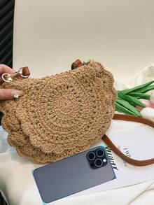Summer Straw Woven Minimalist Shoulder & Crossbody Small Bag, Perfect For Beach Vacation, Travel, Shopping, And Vacation Essentials, Perfectly Matching With Vacation Outfits Women, Perfect For Summer, Vacation & Beach