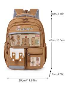 Capybara Kids Backpack, Fashionable & Versatile Large Capacity Boys' School Bag, Lightweight Girls' Rucksack For Elementary Students, For Back To School