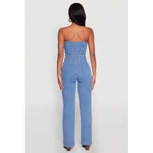 Daisy Strapless Corset Denim Jumpsuit - Multicolor - View 5