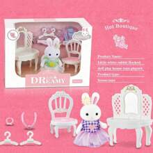 Set de regalo de casa de muñecas Mini White Rabbit con una bonita muñeca White Rabbit y divertidos accesorios de mobiliario para mayores de 3 años (Dresser-Home Scene)