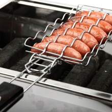 Stainless Steel Barbecue Basket - Ideal Choice For Sausages, Picnics And Camping - Essential Barbecue Accessory For Camping | Stainless Steel Material | Sturdy And Durable, Sausage Rack
