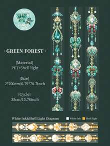 美丽的一天 PET 计划本和纸胶带 - 星链系列，华丽珠宝主题装饰贴纸，8 种设计，适用于 DIY 计划本和笔记本学校用品，返校 - 彩色 - 查看 11