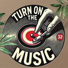 Decoración de pared de metal con diseño de disco vintage de 19,81 x 19,81 cm - Negro con patrón rojo y blanco, ideal para decoración del hogar, regalos y amantes de la música, decoración de la sala de música | Decoración retro | Colgante de pared duradero, estilo aleatorio - Multicolor - Ver 6
