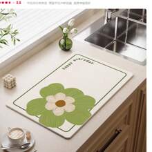 Alfombrilla de estilo campestre para encimera de cocina, almohadilla absorbente de gel de sílice, esterilla de escurrido para mesa, almohadilla de secado de platos, posavasos de secado rápido