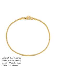 1 pièce Bracelet À Chaîne En Acier Inoxydable En Plaquage À L'Or Serpent Os Pour Adapté Pour Port Quotidien