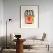 1 Stück Dose Sardinen Kunst Dekor Poster, moderne Tintendruck Wandkunst, klassisches minimalistisches Thema, einfaches Muster, Leinwandmalerei für Küche, Wohnzimmer, Schlafzimmer, Badezimmer, Büro, Herbst- und Frühjahrs-Dekoration, ideal als Einweihungs- und Feiertagsgeschenk, optional mit Rahmen