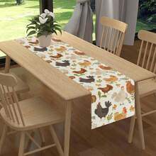 Rooster Chicken Table Flag, Cute Cartoon Animal Farmhouse Spring Summer Seasonal Dining Table Center Decoration Suitable For Home Kitchen Dining Room Wedding Interior And Exterior Decoration